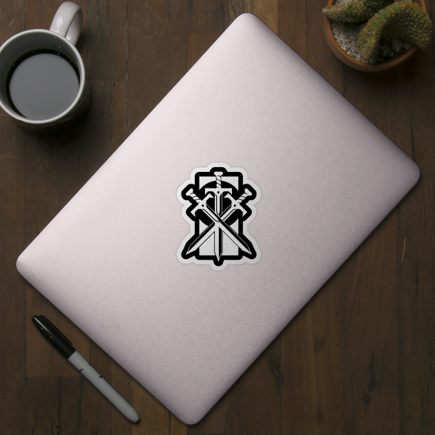 Crossed Swords - Original Logo Banner Sigil - Light Design for Dark Backgrounds by Indi Martin